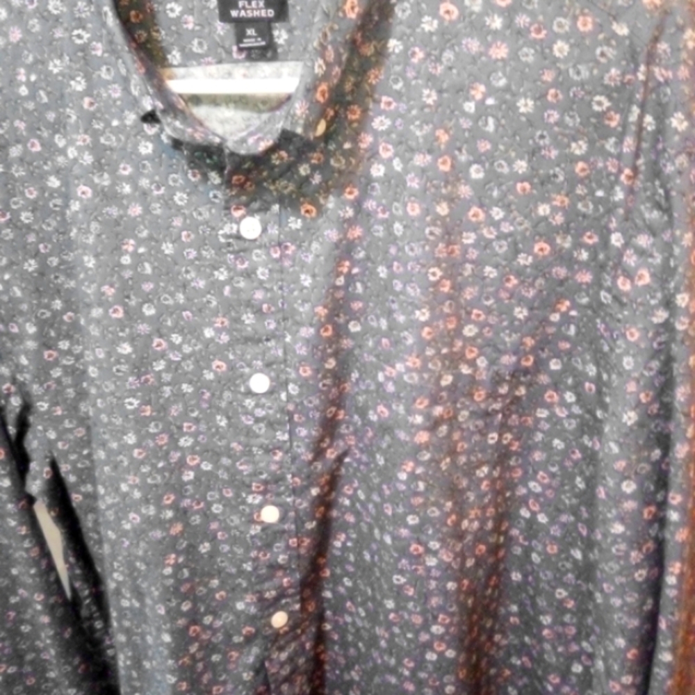 J. Crew Factory Men's Floral Button-Down Shirt - Dark Gray